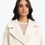 Women’s Cream Double Breasted Wool Coat Collar - Rare Jackets