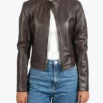 Women’s Dark Brown Leather Biker Jacket - Rare Jackets