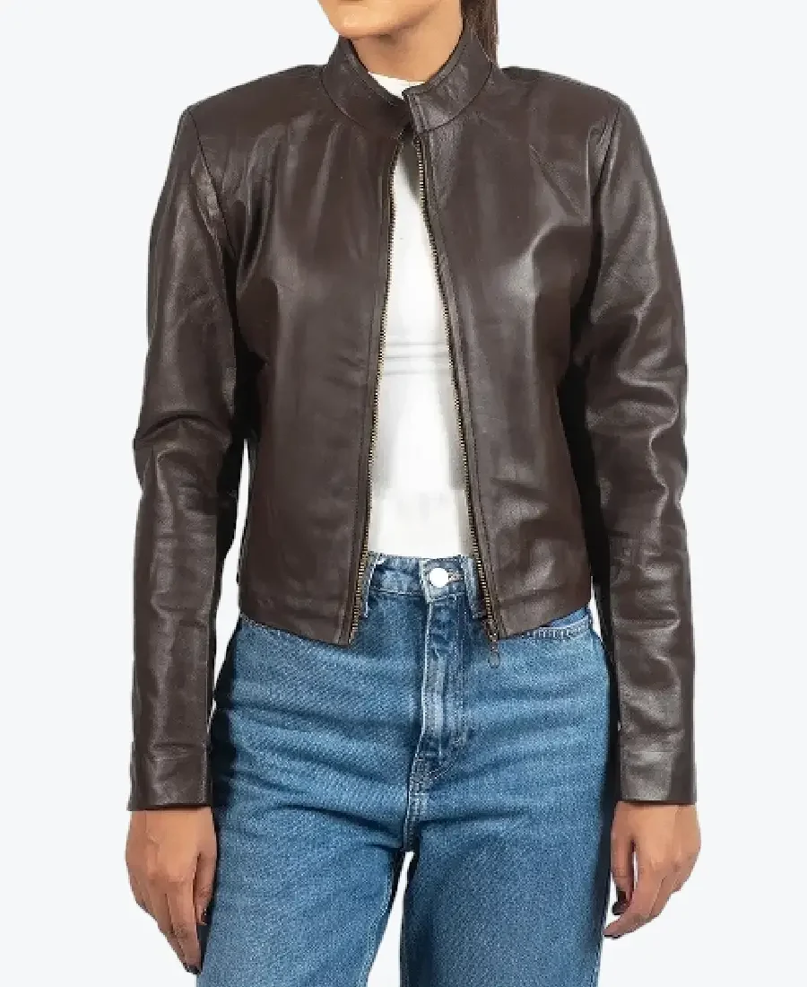 Women’s Dark Brown Leather Biker Jacket - Rare Jackets