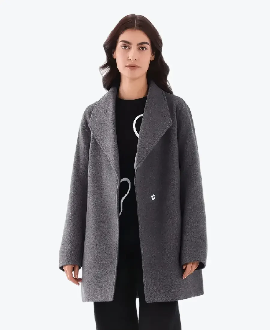 Women's Grey Mix Wool Coat - Rare Jackets