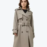 Women's Khaki Belted D-Ring Cotton Coat - Rare Jackets
