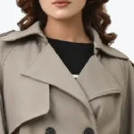 Women's Khaki Belted D-Ring Cotton Coat Collar - Rare Jackets
