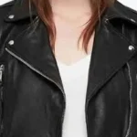 Women’s Moto Cropped Biker Leather Jacket Collar Rare Jacket