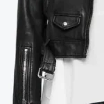 Women’s Moto Cropped Biker Leather Jacket Sleeves Rare Jacket