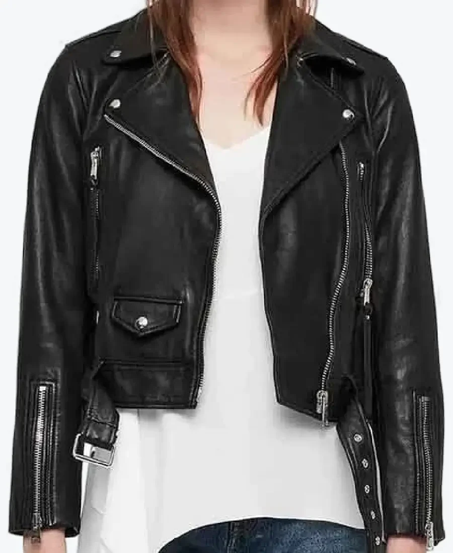 Women’s Moto Cropped Biker Leather Jackets Rare Jacket