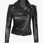 Women’s Motorcycle Black Asymmetrical Leather Jacket - Rare Jackets