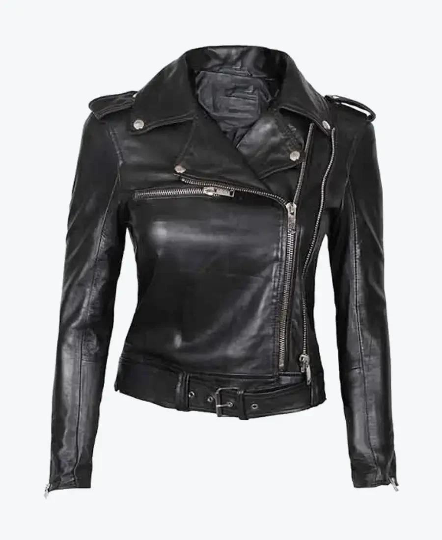 Women’s Motorcycle Black Asymmetrical Leather Jacket - Rare Jackets