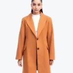 Women’s Orange Relaxed Fit Wool Coat - Rare Jackets