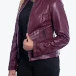Women’s Simple Purple Biker Jacket Side - Rare Jackets