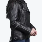 Women’s Slim fit Real Leather Jacket Side View - Rare Jackets
