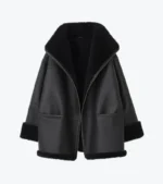 Men's Black Oversized Lambskin Leather Jacket Front