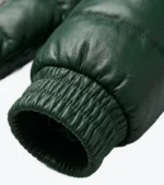 Men's Green Puffer Leather Jacket Cuff