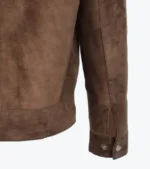 Men's Suede Brown Leather Jacket Sleeves Cuffs