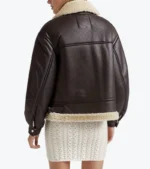 Shop The Women's Brown Shearling Leather Bomber Jacket