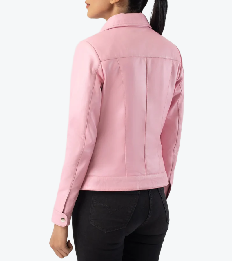 Shop The Women's Pink Lambskin Leather Biker Jacket