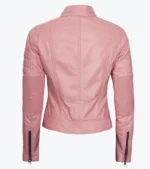 Shop The Women's Pink Sheepskin Leather Biker Jacket