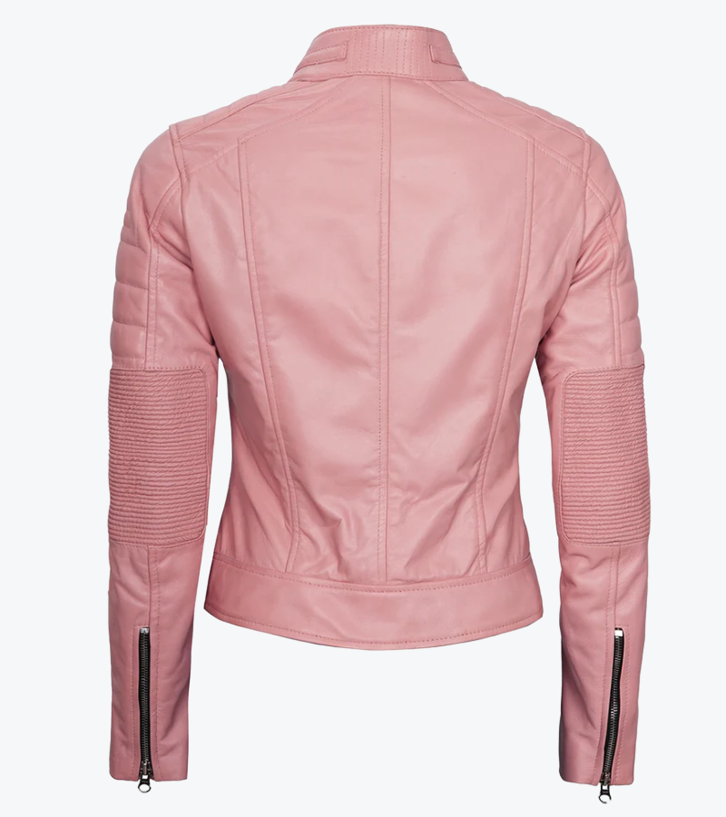 Shop The Women's Pink Sheepskin Leather Biker Jacket