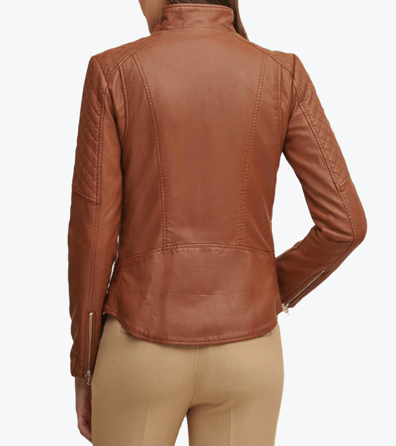 Shop The Women's Quilted Brown Sheepskin Leather Jacket