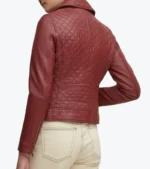 Shop The Women's Red Stylish Quilted Sheepskin Leather Jacket