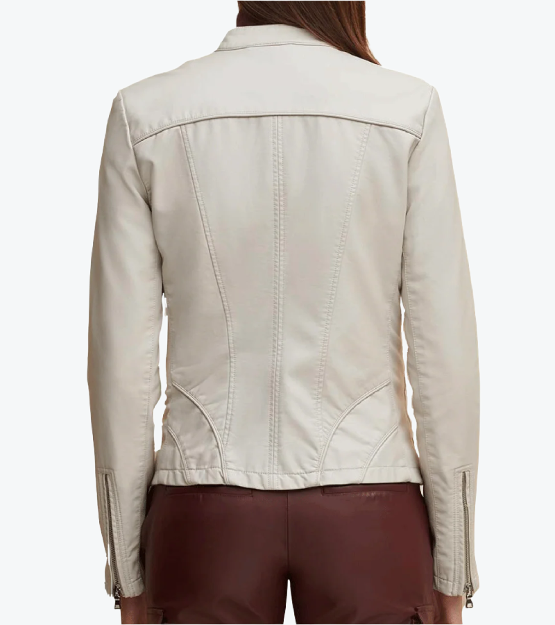 Shop The Women's Stylish Cream Sheepskin Leather Jacket