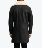 Shop the Men's Black Shearling Lambskin Leather Long Coat Back