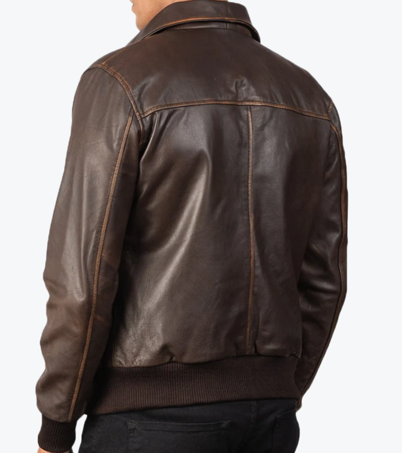 Shop the Men's Dark Brown Sheepskin Leather Bomber Jacket