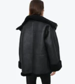 Shop the Women's Black Oversized Lambskin Leather Jacket Back