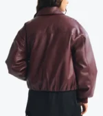 Shop the Women's Burgundy Oversized Bomber Leather Jacket