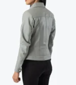 Shop the Women's Grey Lambskin Leather Jacket