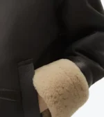 Women's Black Lambskin Leather Bomber Jacket Cuffs