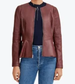 Women's Brown Quilted Sheepskin Leather Jacket