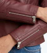 Women's Brown Quilted Sheepskin Leather Jacket Cuffs