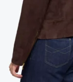 Women's Brown Suede Leather Jacket Sleeves