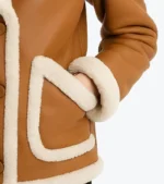 Women's Dark Camel Lambskin Leather Jacket Cuffs